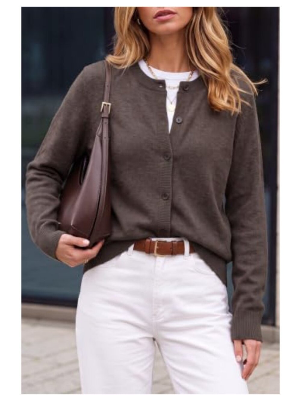 Wool Blend Button Down Cardigan Sweater Long Sleeve Business Casual - Picture 2 of 5